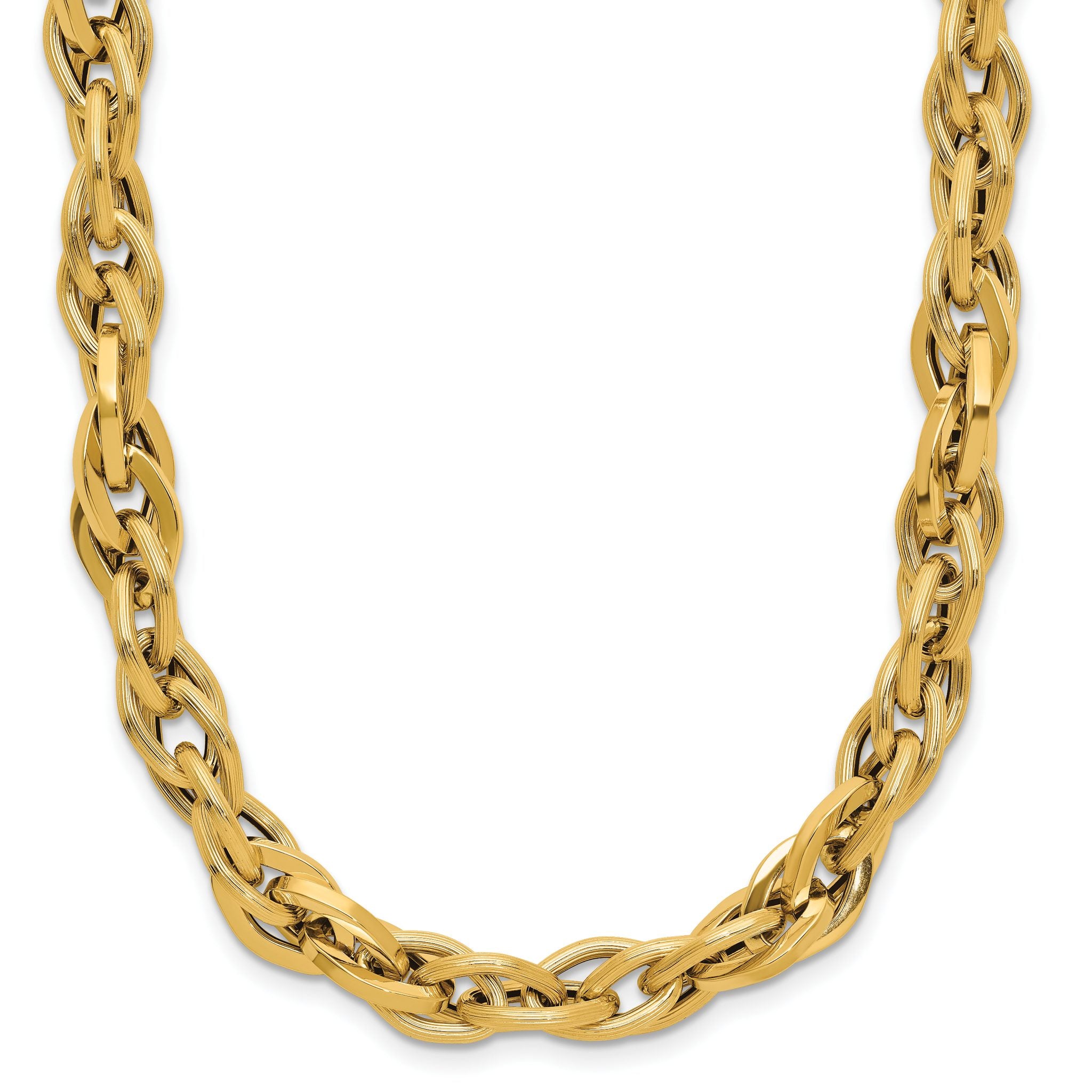 14K Polished and Textured Fancy Twisted Link Necklace Main image