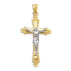 14K Two-Tone Gold Crucifix Pendant with Solid Cast Design