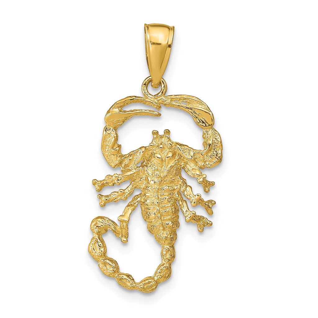 14K Gold Men's Scorpion Pendant with Polished Open-Back Design