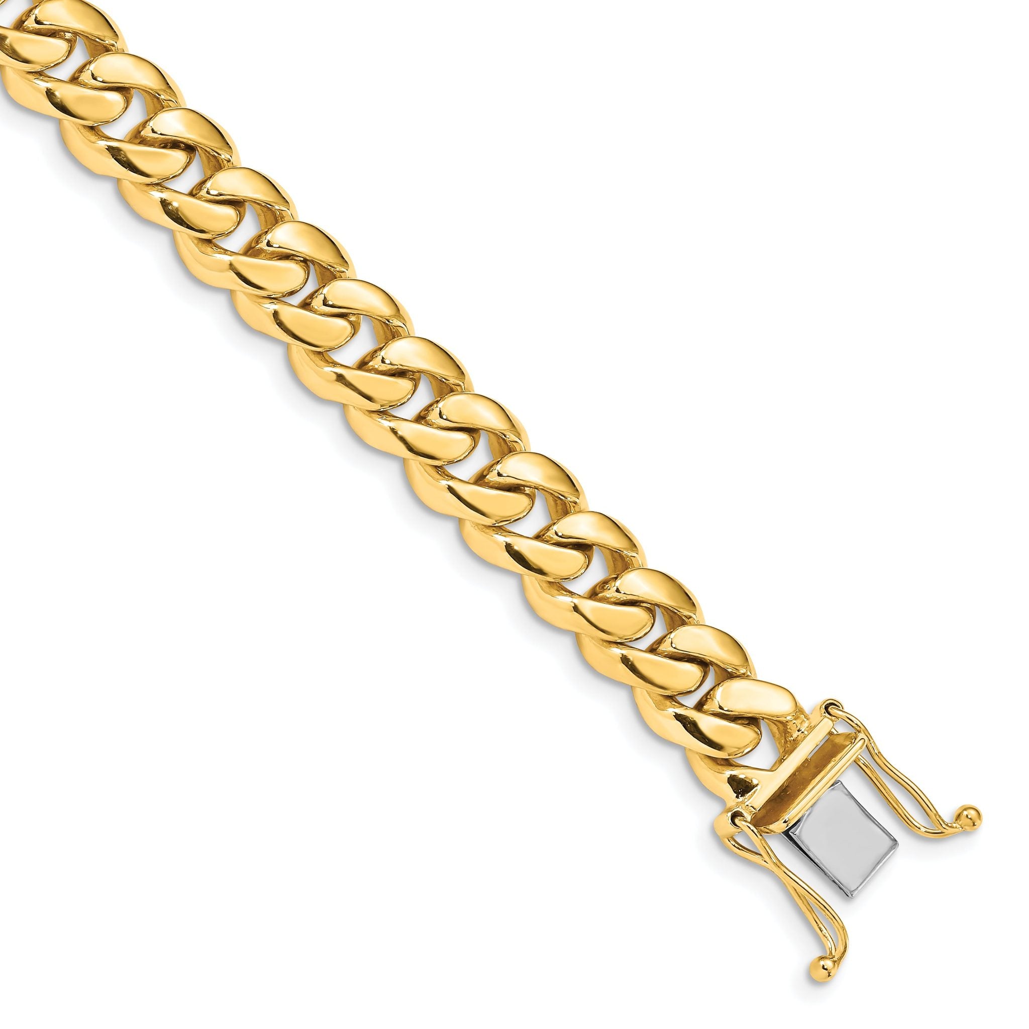 14K 8.25 inch 8.7mm Hand Polished Miami Cuban Link with Box Catch Clasp Bracelet Main image