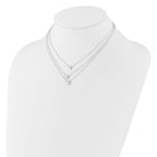 Sterling Silver Rhodium-plated CZ 3-Strand 14.5in w/2in ext Necklace