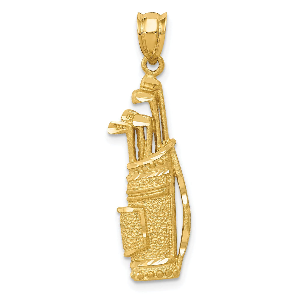14K Gold Golf Bag Charm with Textured Solid Design for Men