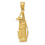 14K Gold Golf Bag Charm with Textured Solid Design for Men