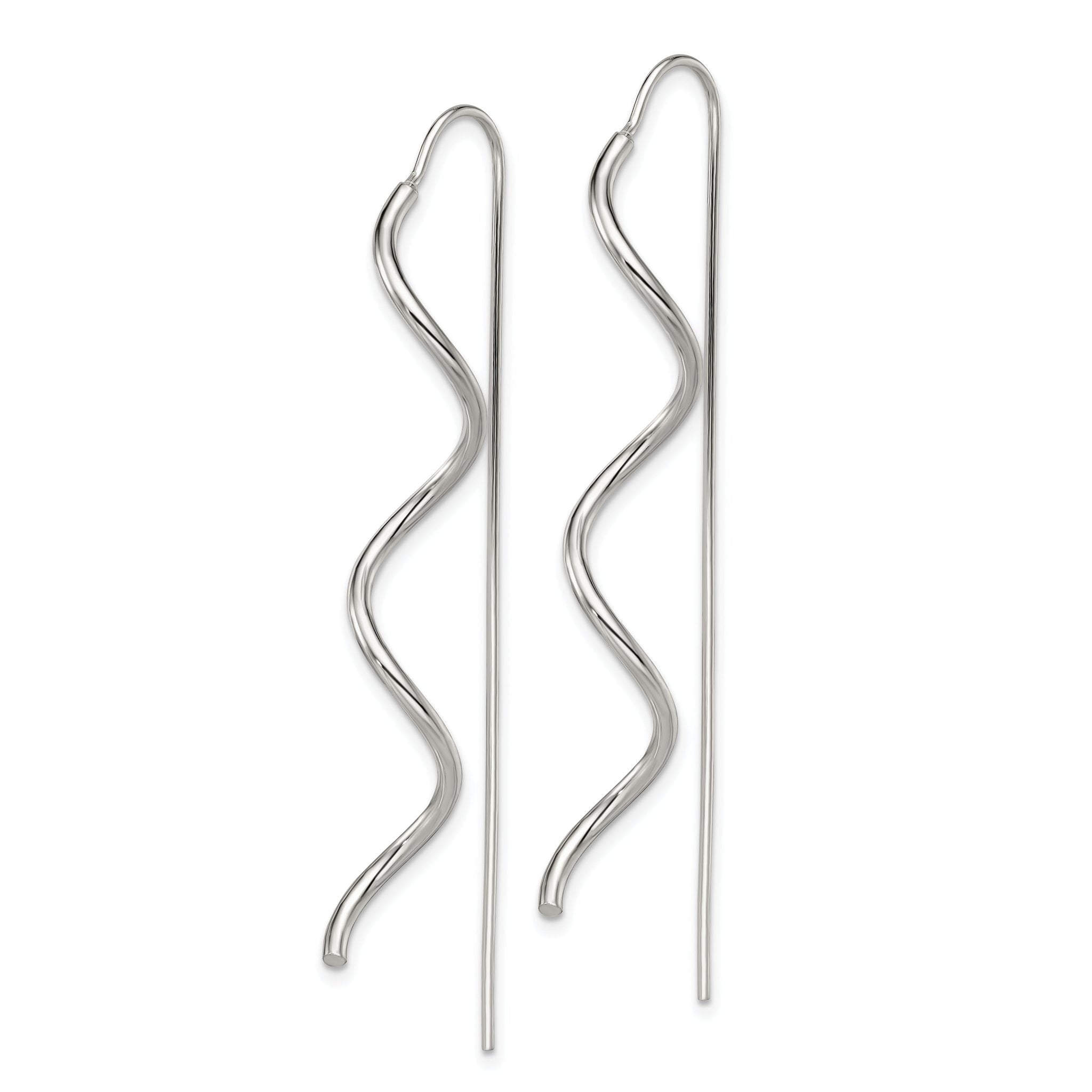 Sterling Silver Polished Spiral Dangle Earrings Secondary image