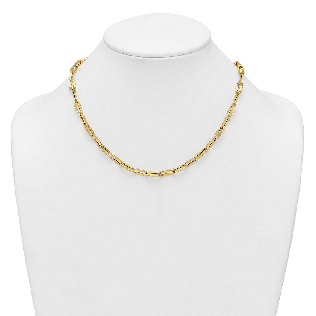 14k Polished 5.5mm Flattened Oval Cable Fancy Link 18 inch Necklace