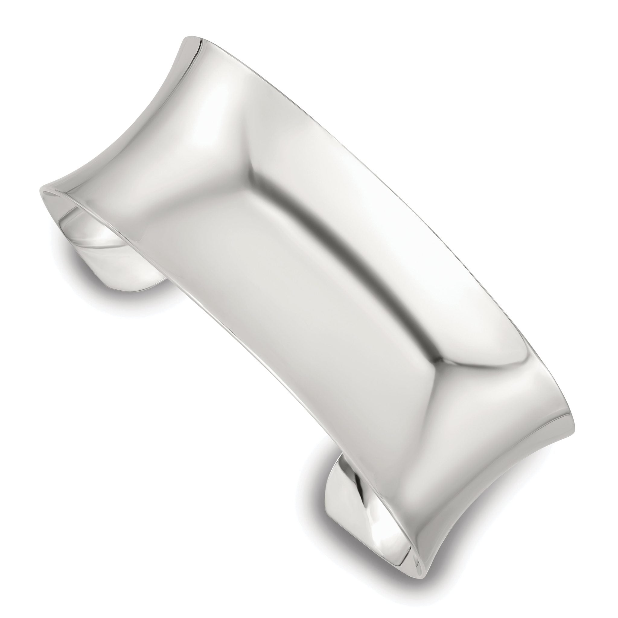 Sterling Silver Polished 25mm Concave Cuff Bangle Main image