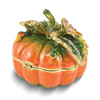 Autumn Pumpkin Trinket Box & Necklace Set in Gold-Tone Pewter