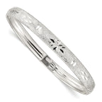 Sterling Silver 6.5mm Laser and Diamond-cut Flexible Bangle