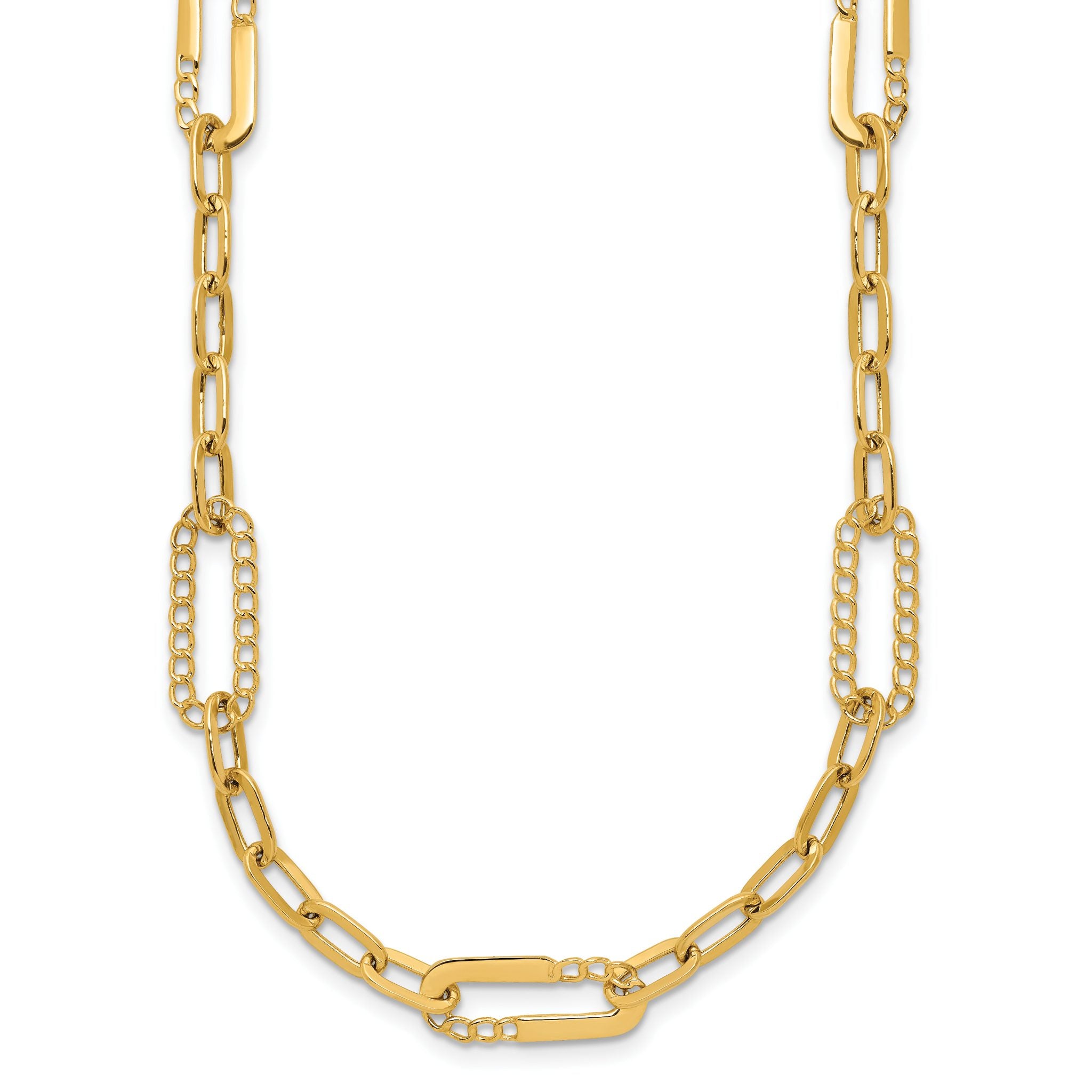 14K Polished Fancy Paperclip Necklace Main image