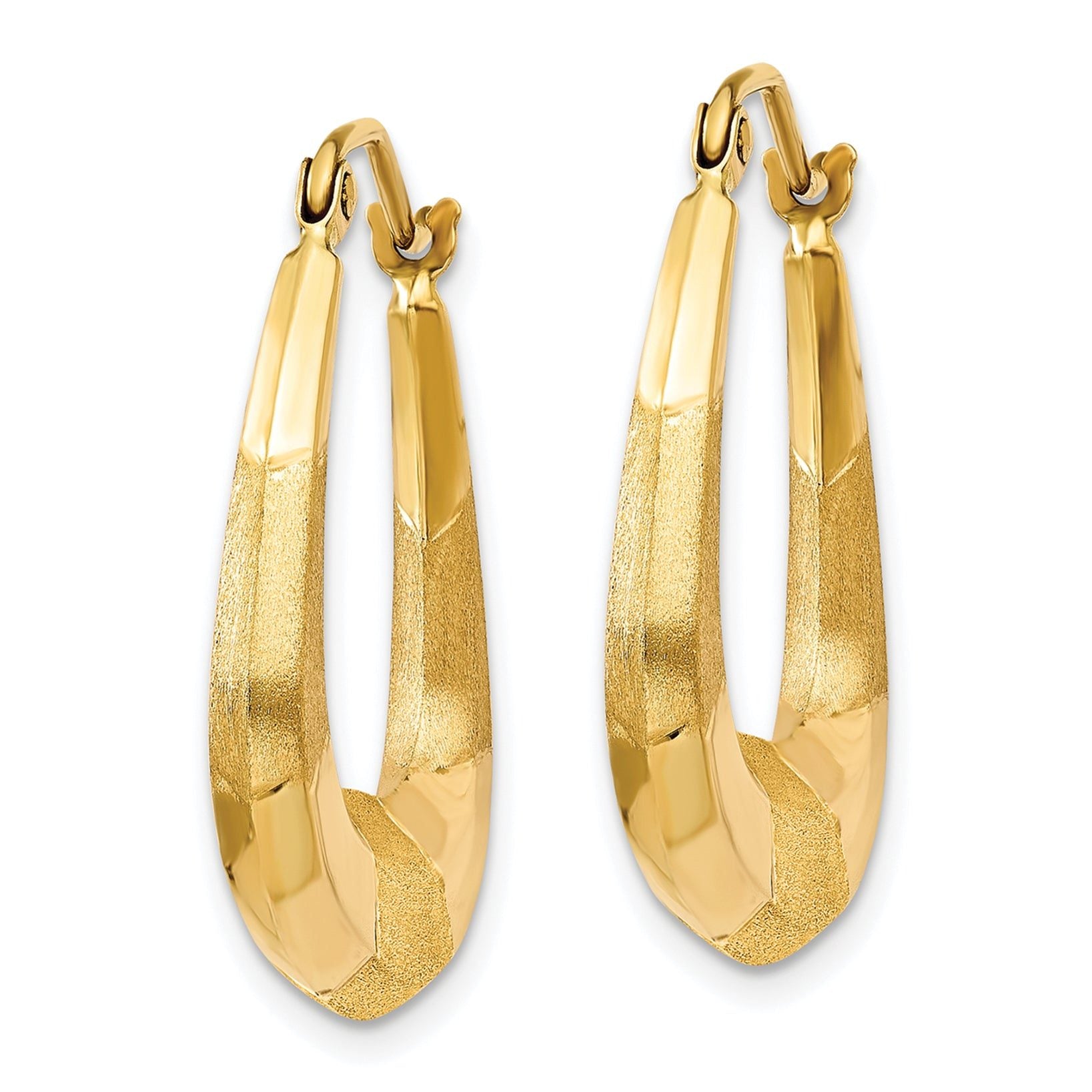 14k Polished, Satin and Diamond-cut Hoop Earrings Secondary image