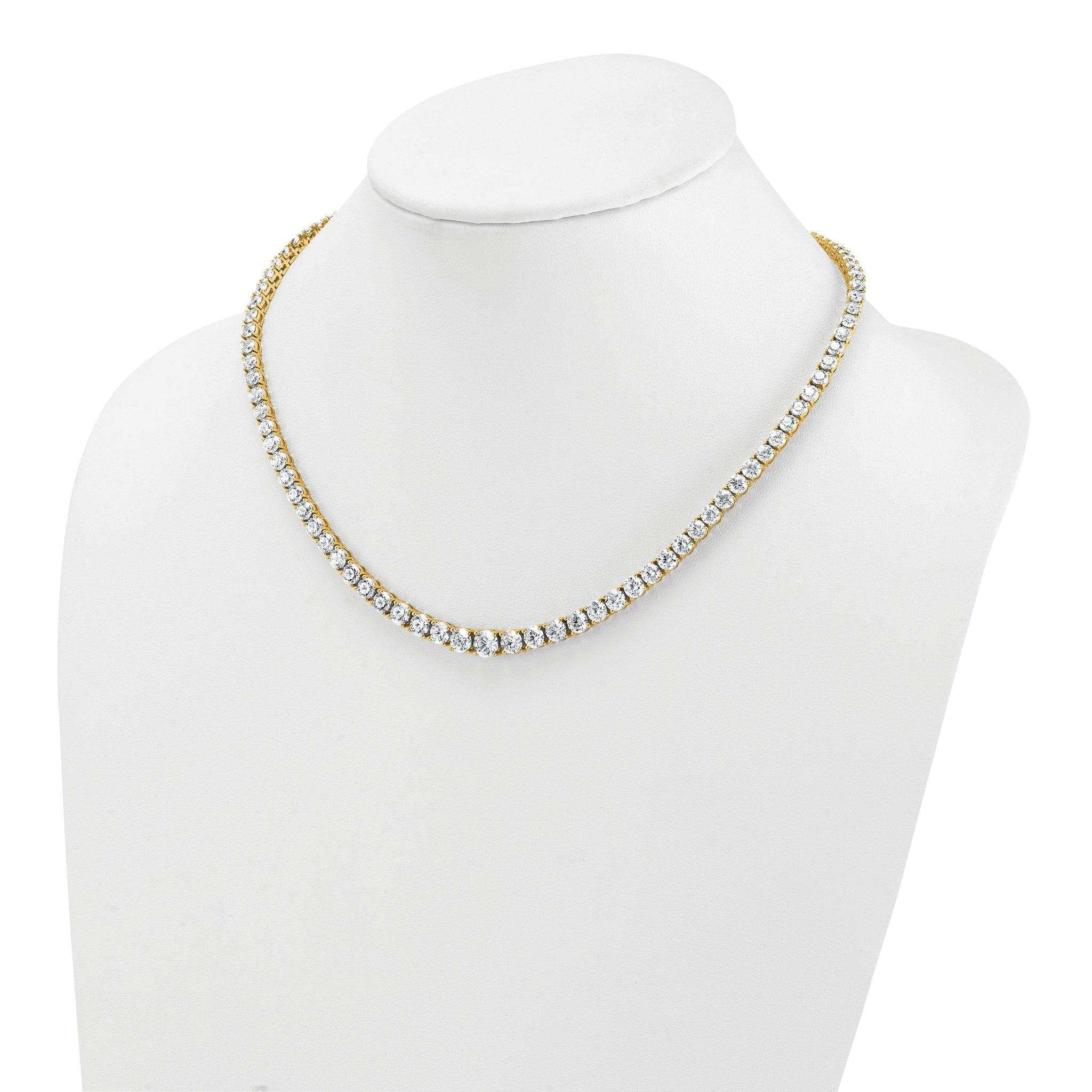 14k 28 1/2 carat Lab Grown Diamond VS+ F+ Complete Round 18 inch Graduated Tennis Necklace