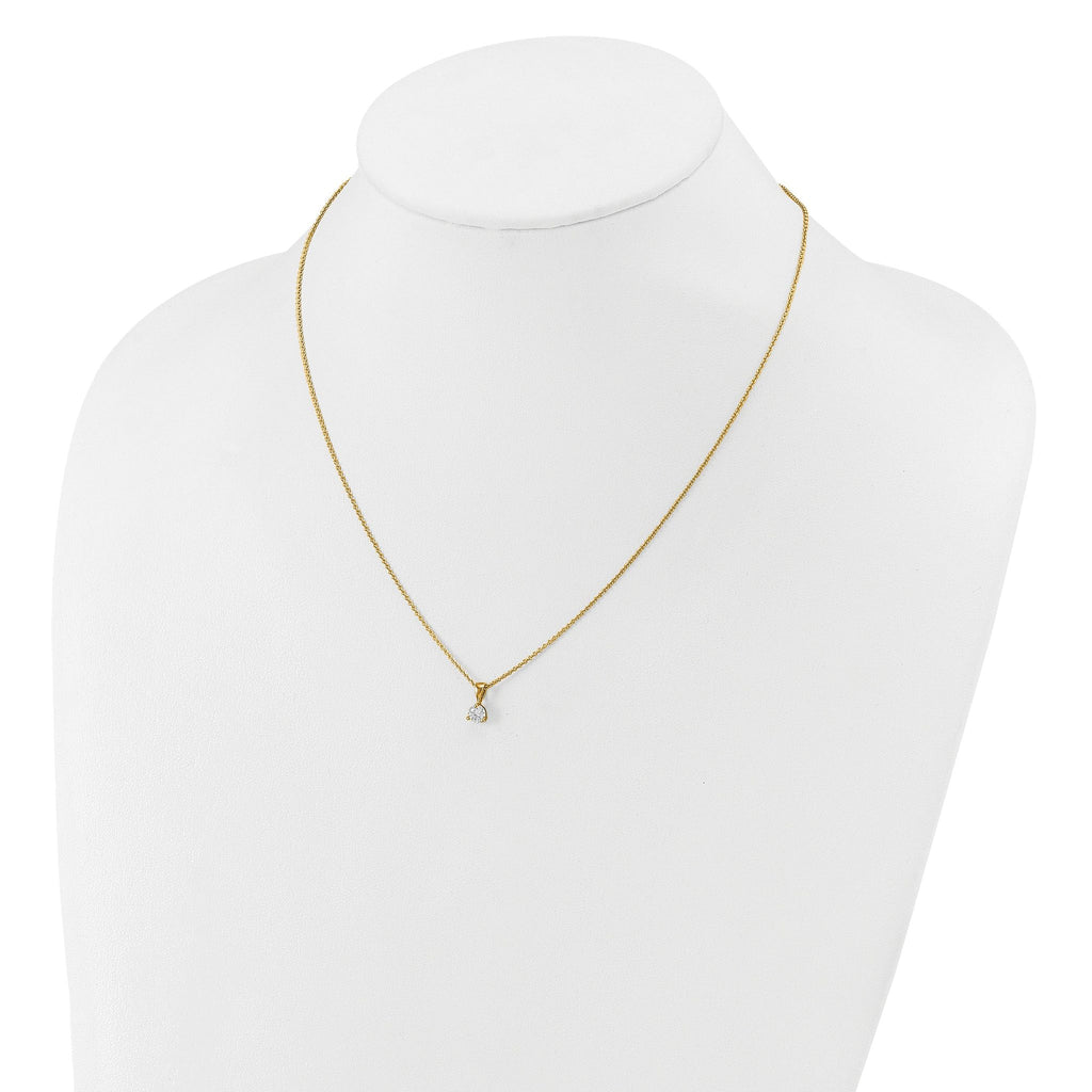14k 1/3 carat Lab Grown Diamond VS/SI+ G+ Three Prong 18 inch Solitare Pendant Necklace