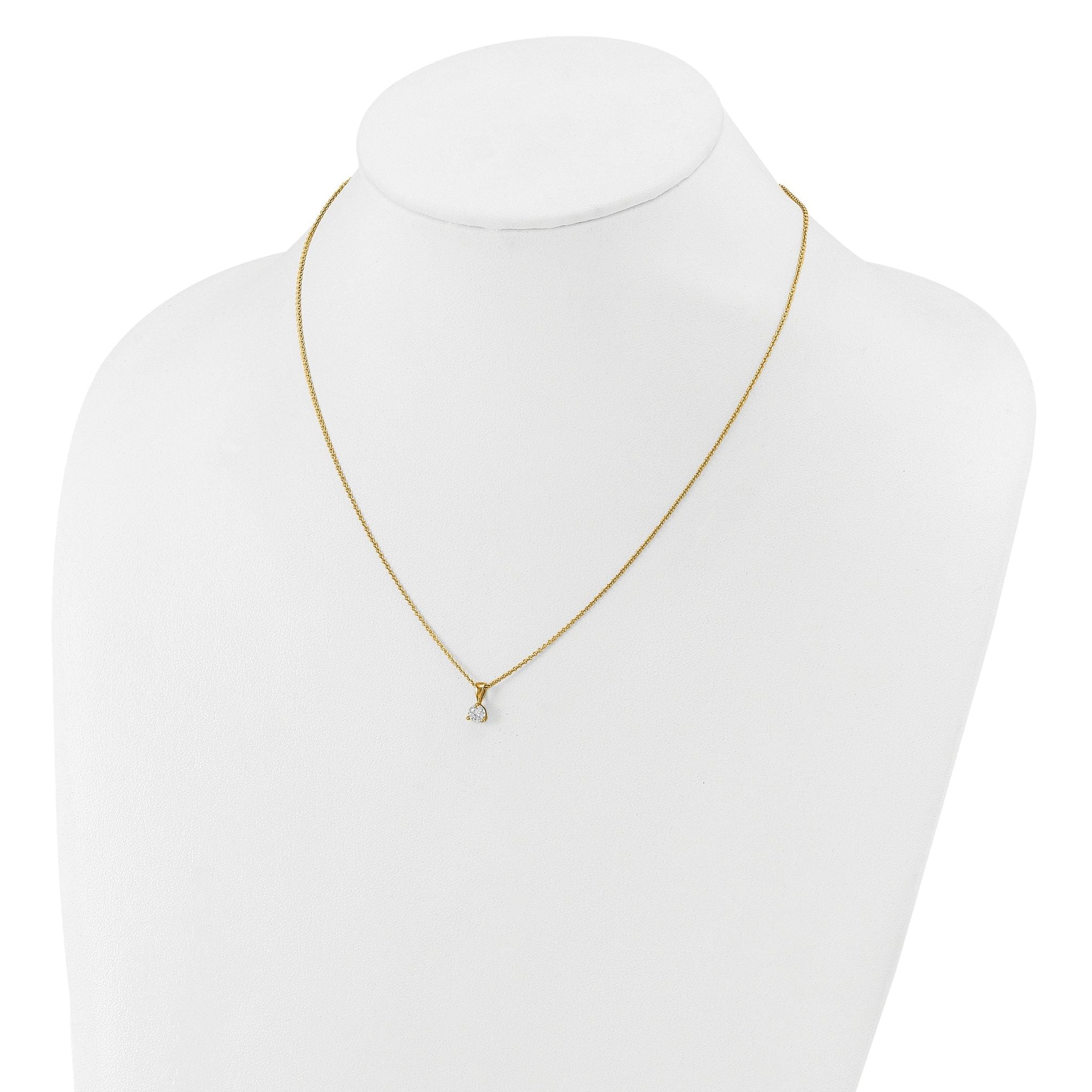 14k 1/3 carat Lab Grown Diamond VS/SI+ G+ Three Prong 18 inch Solitare Pendant Necklace