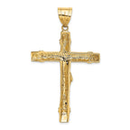14K Two-Tone Gold Crucifix Pendant with Cubic Zirconia Accent  Elegant Religious Design