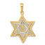 14K Gold Star of David Pendant with Rhodium Mesh Accent, 32mm Elegant Design
