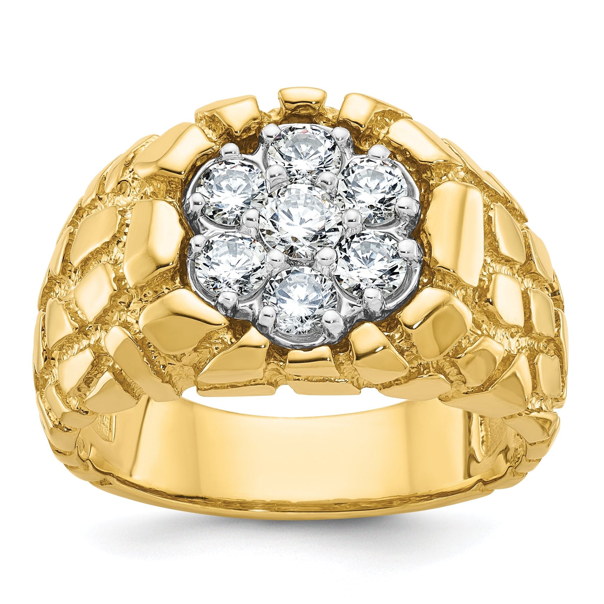 10K Polished Nugget Cluster Diamond Men's Ring Main image
