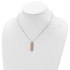 Sterling Silver RH-plated Dogtag With Rose-tone Cross With 1.25in ext Necklace