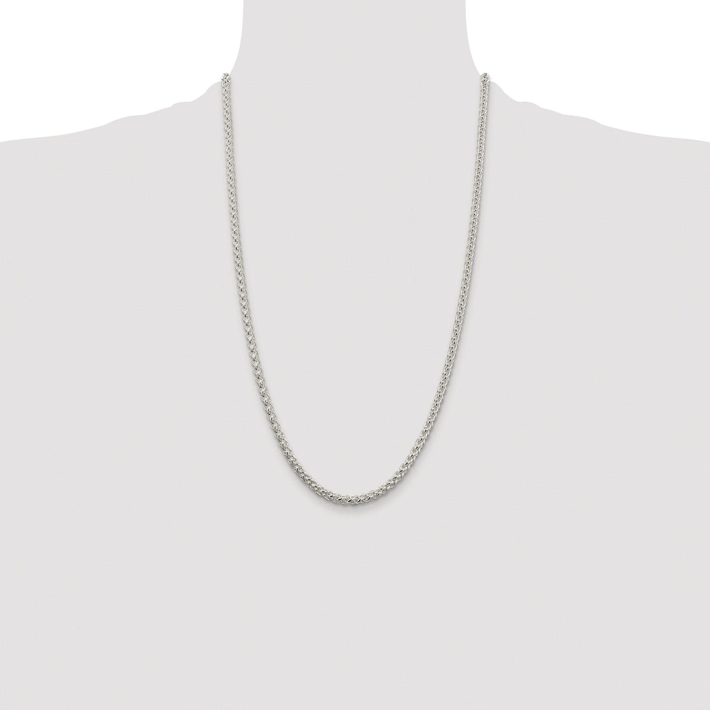 Sterling Silver Rhodium-plated 4mm Round Spiga Chain
