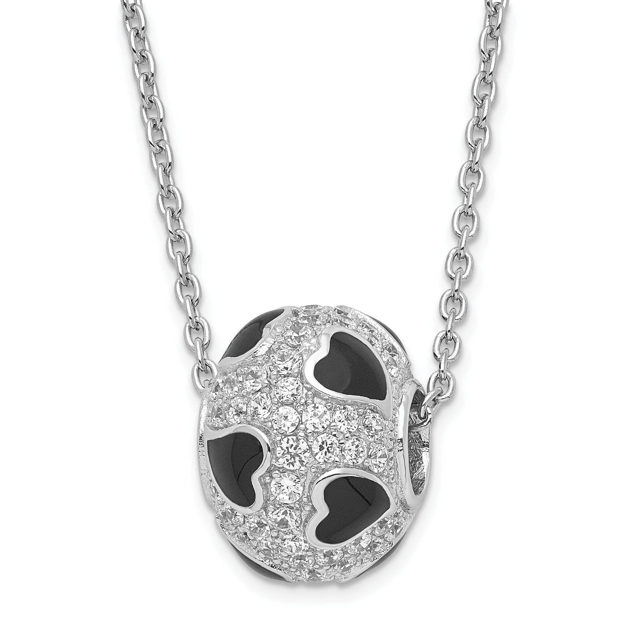 Sophia Jewelers Sterling Silver Cubic Zirconia Fire Heart Bead Necklace Main image