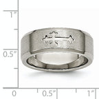 Cross Design Wedding Band in Titanium, 8mm