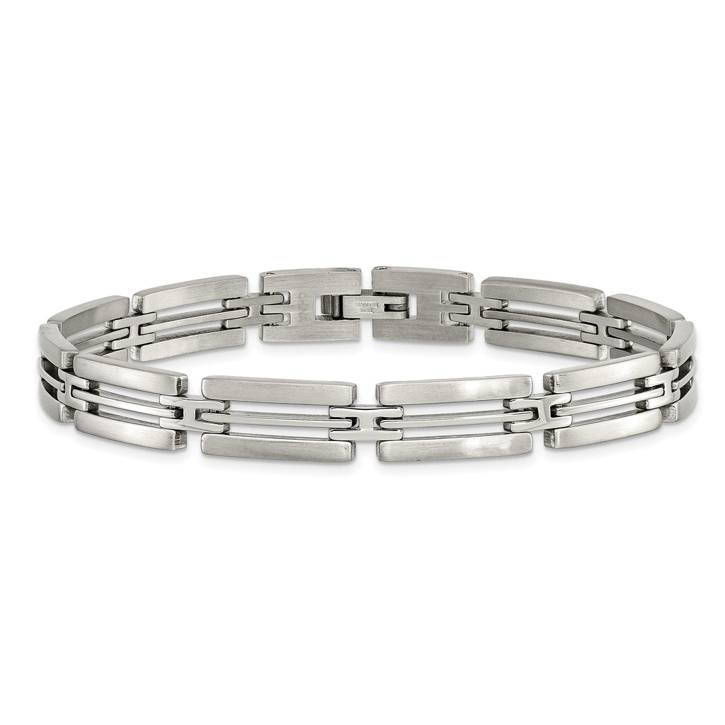 Stainless Steel Brushed and Polished Link Bracelet for Men