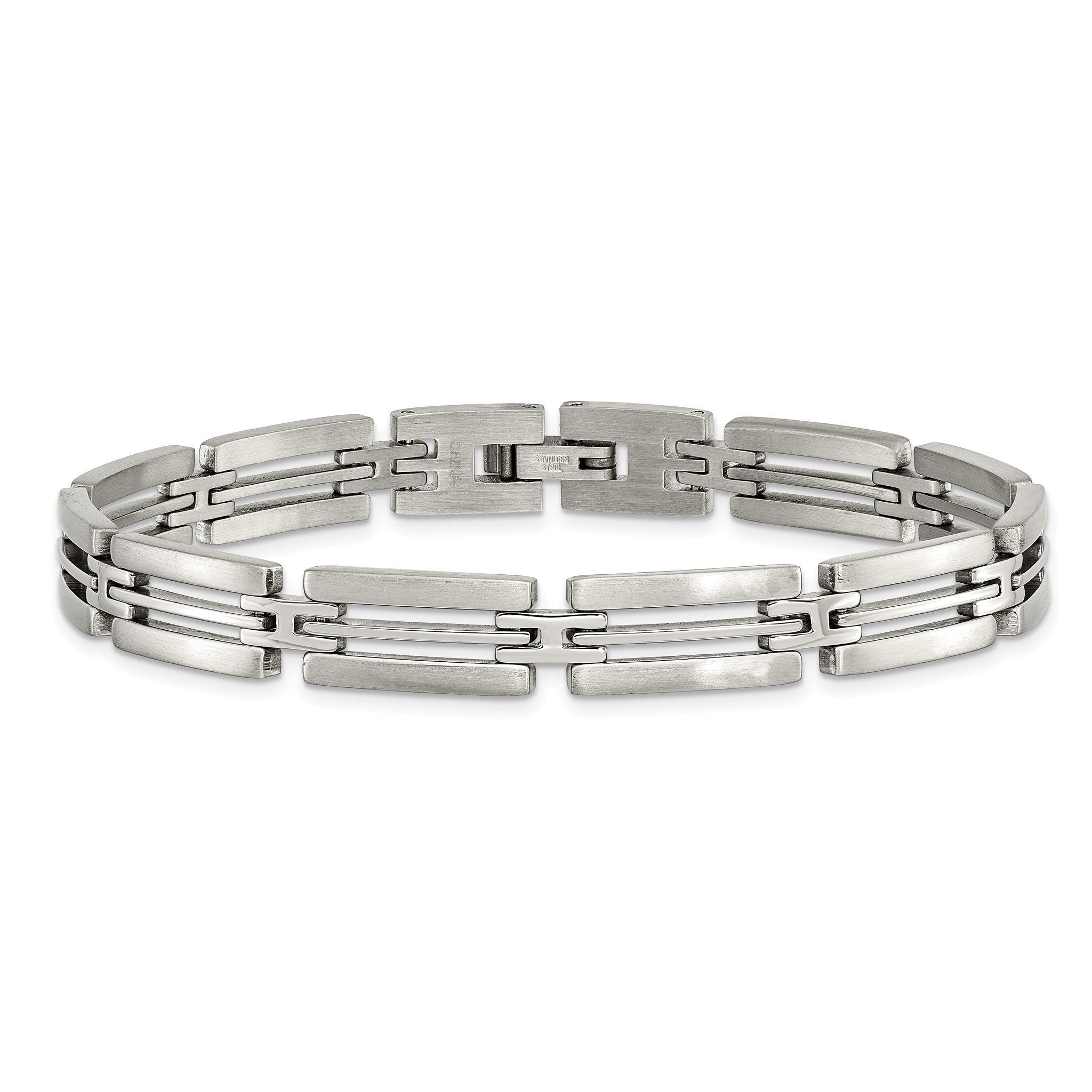 Stainless Steel Brushed and Polished Link Bracelet for Men
