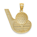 14K Gold and Rhodium Men's Golf Pendant with Polished Finish