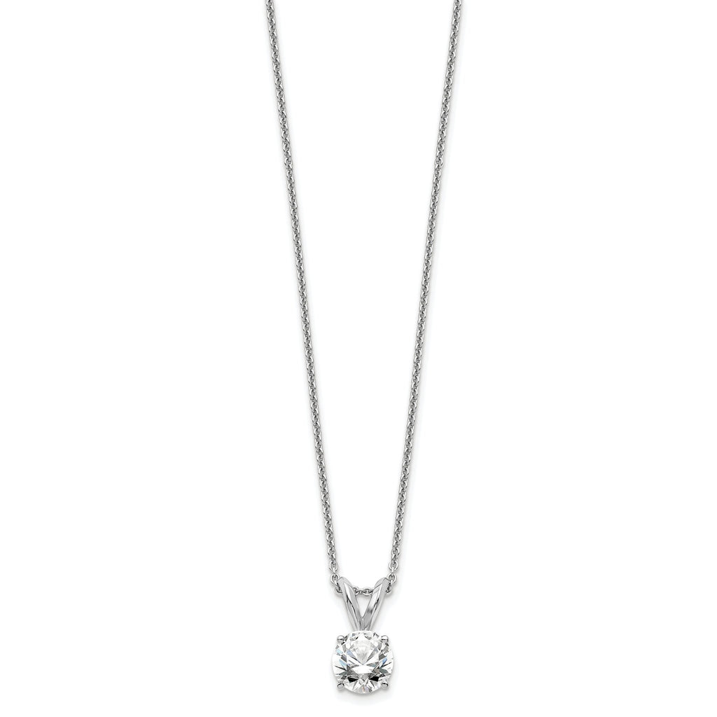 14k White Gold 1/2 carat Certified Lab Grown Diamond VS+ F+ Round Complete Four Prong 18 inch Solitaire Pendant Necklace