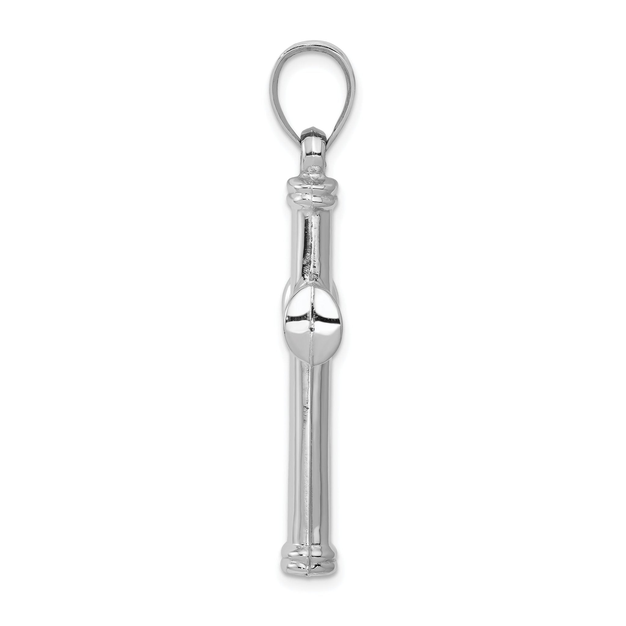 14K White Gold Hollow Cross Pendant with Polished Finish and Rhodium Plating Secondary image
