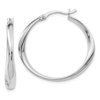 Sterling Silver 925 Polished Hollow Hoop Earrings Elegant Women's Jewelry