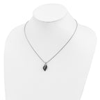 Brilliant Embers Sterling Silver Rhodium-plated 103 Stone 18 inch Black Spinel Micro PavÃƒÆ’Ã†â€™Ãƒâ€šÃ‚Â¢ÃƒÆ’Ã‚Â¢Ãƒâ€šÃ¢â‚¬Å¡Ãƒâ€šÃ‚Â¬ÃƒÆ’Ã¢â‚¬Â¦Ãƒâ€šÃ‚Â¡ CZ Leaf Necklace with 2 Inch Extender