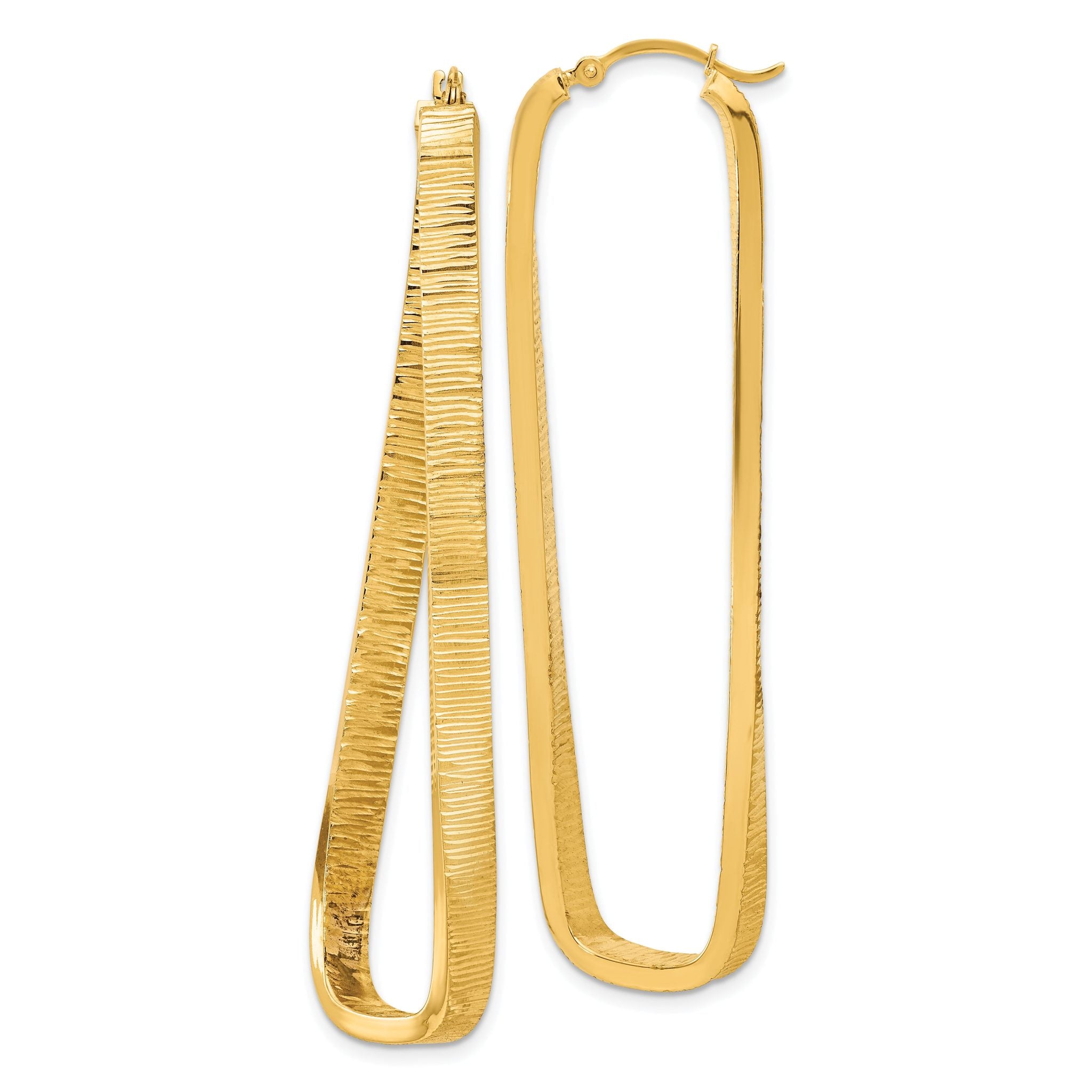 14k 4mm Textured Twisted Oval Hoop Earrings Main image