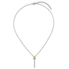 Sterling Silver Gold-tone CZ Polished 16 inch with 1.25 inch Extension Necklace