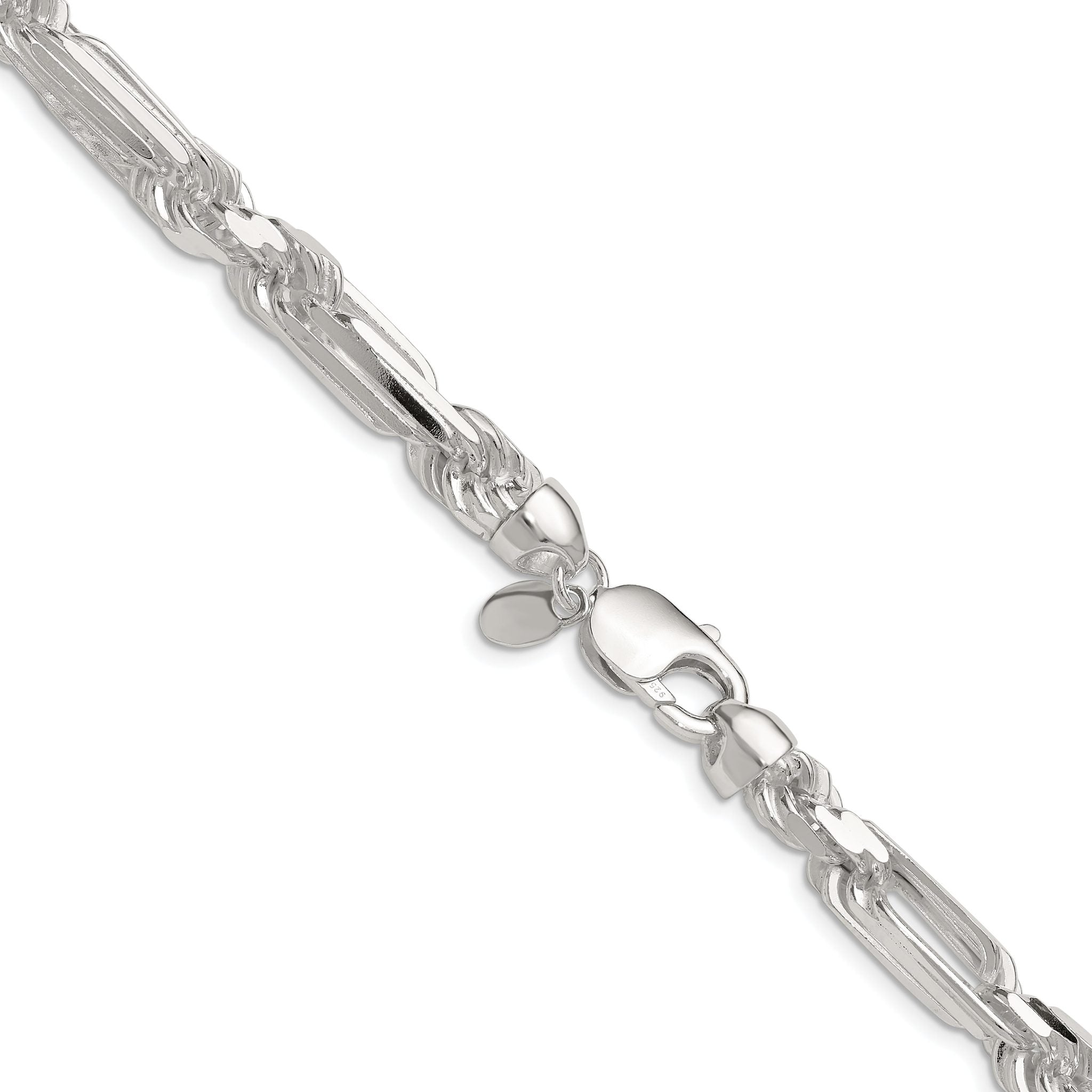 Sterling Silver 8mm D/C Figarope Chain