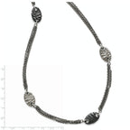 Sophia Jewelers Titanium Sterling Silver Two-Tone Etched Oval Necklace