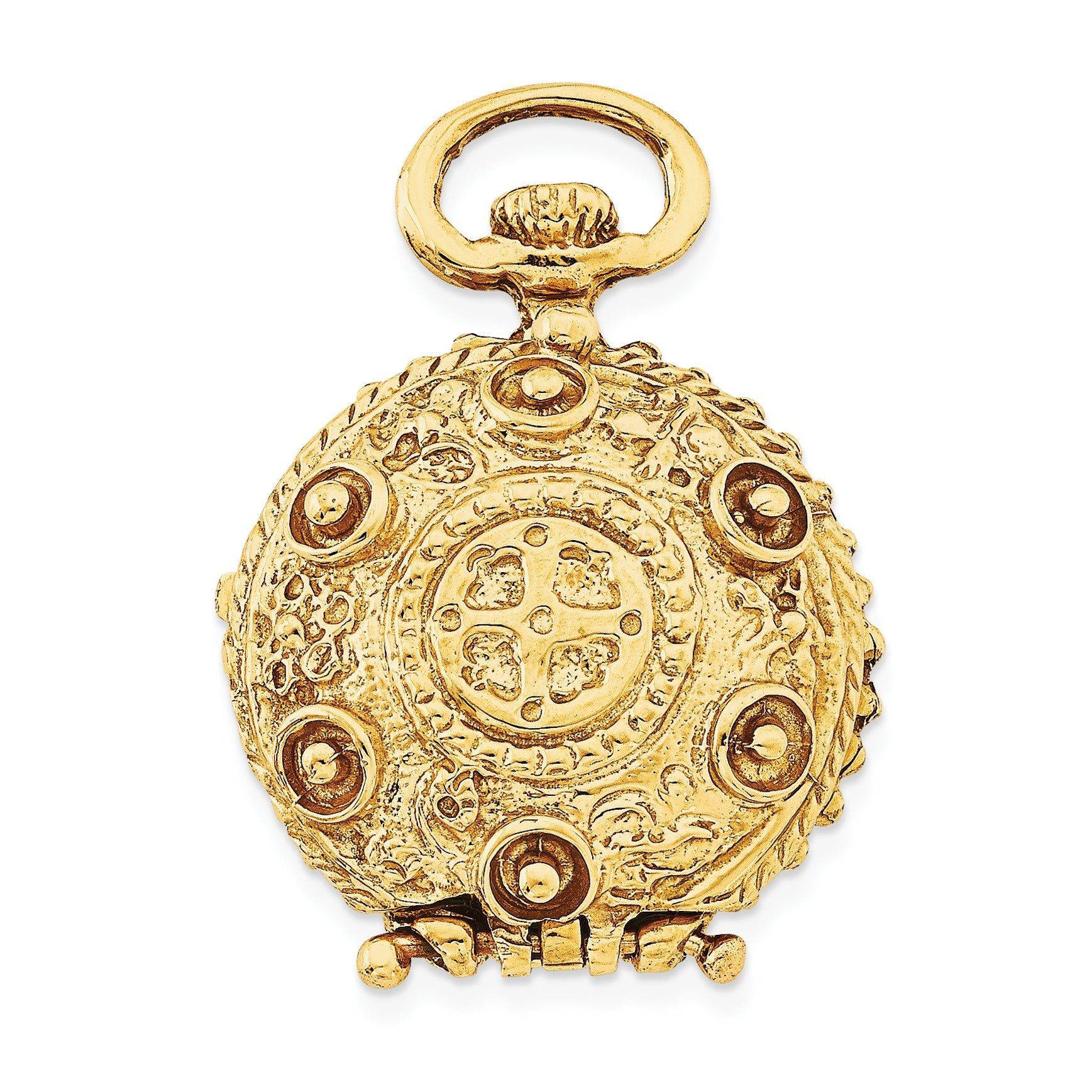 14K Gold Polished Unisex Domed Locket with Reversible Design Main image