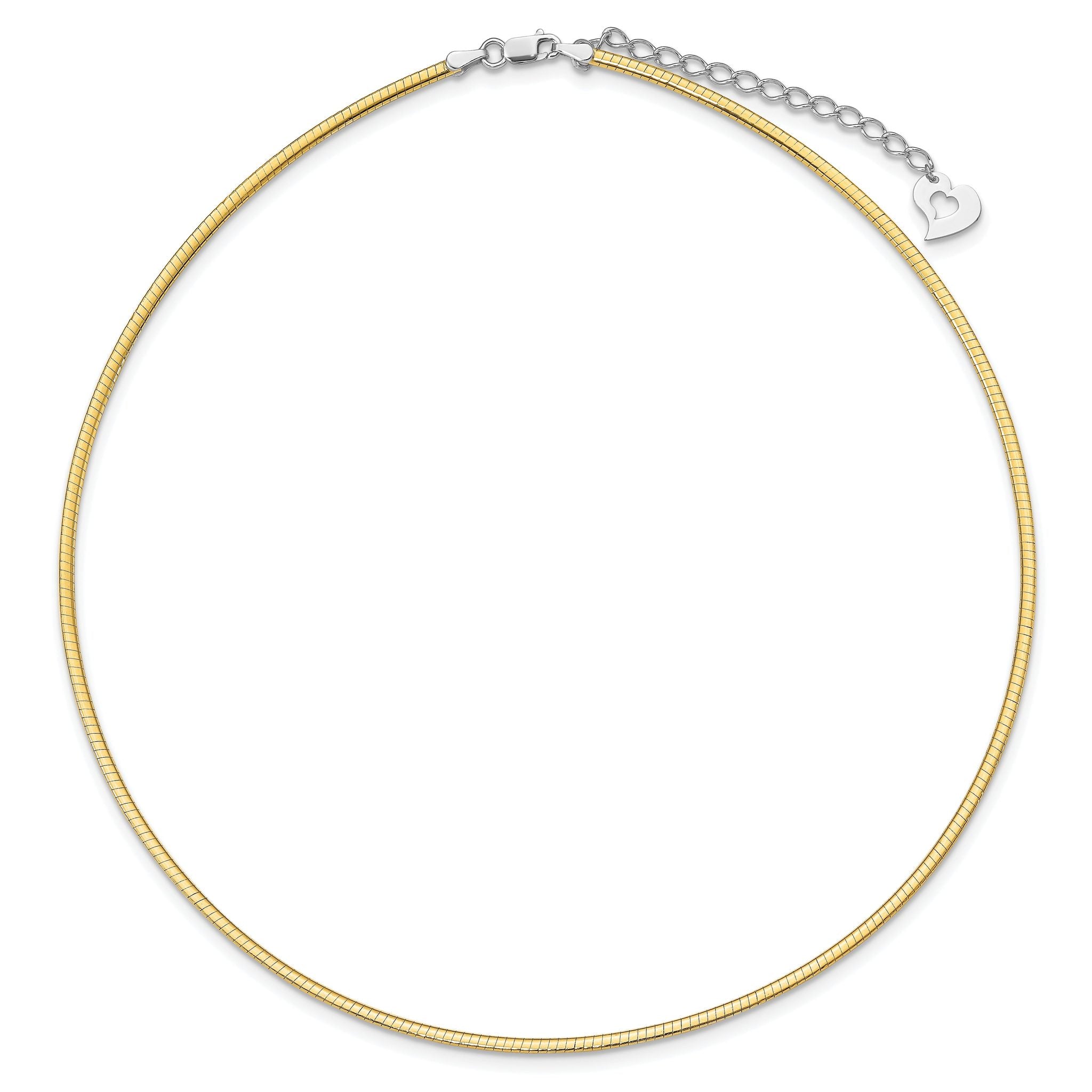 Sterling Silver 14K Gold-Plated Reversible Omega Necklace with Extender