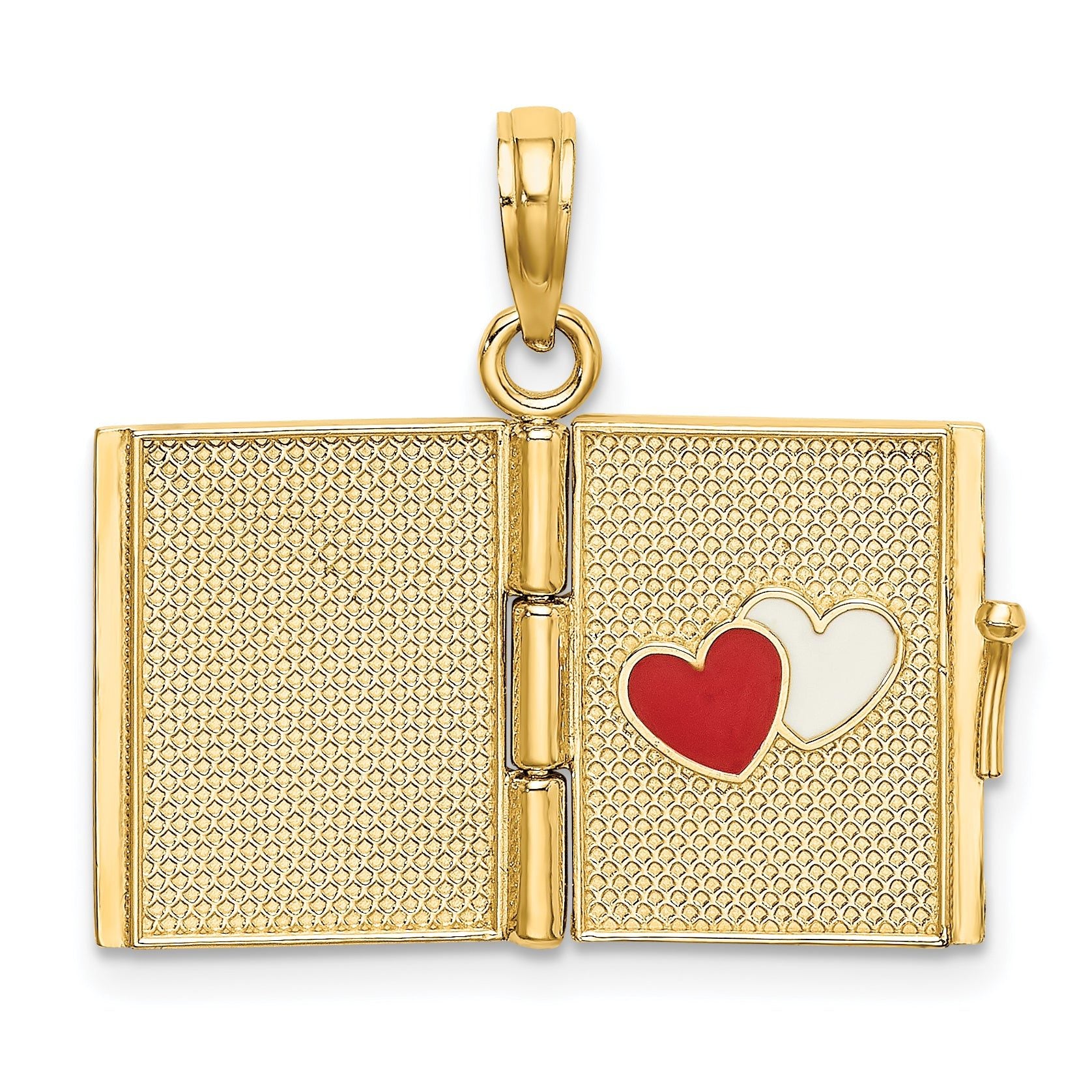 14K Enameled 3D Moveable MY LOVE STORY Book Pendant