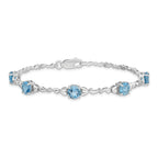 Sterling Silver Rhodium-plated Lt. Swiss Blue Topaz & Diamond Bracelet