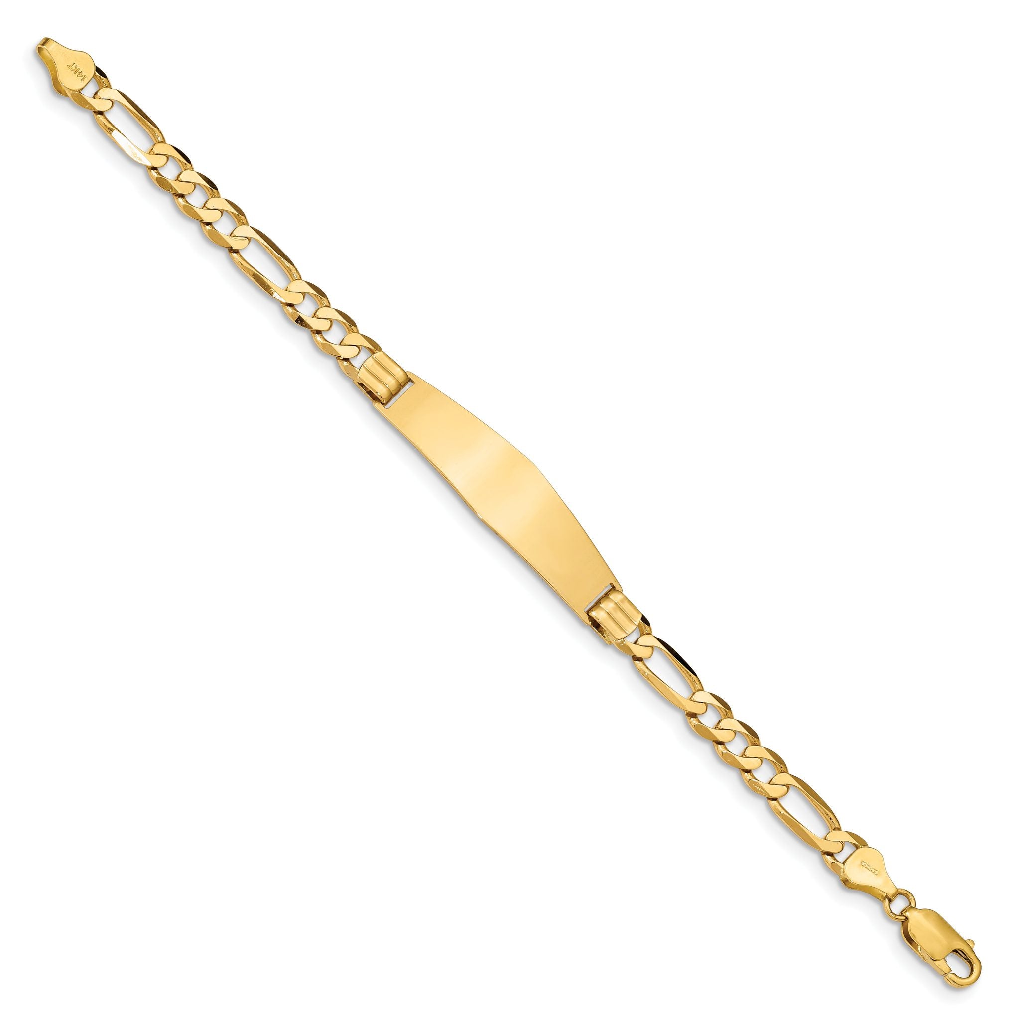 14k Polished Solid Chain/Solid Plate Figaro Link Soft Diamond Shape 37x10mm Plate 7 inch ID Bracelet Secondary image