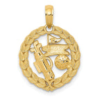 14K Gold Polished Golf Pendant with Textured Design for Sports Lovers