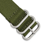 Olive Ballistic Nylon Watch Band in Stainless Steel, 24mm