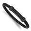 Stainless Steel Polished Black IP-plated Black Braided Leather Bracelet for Men