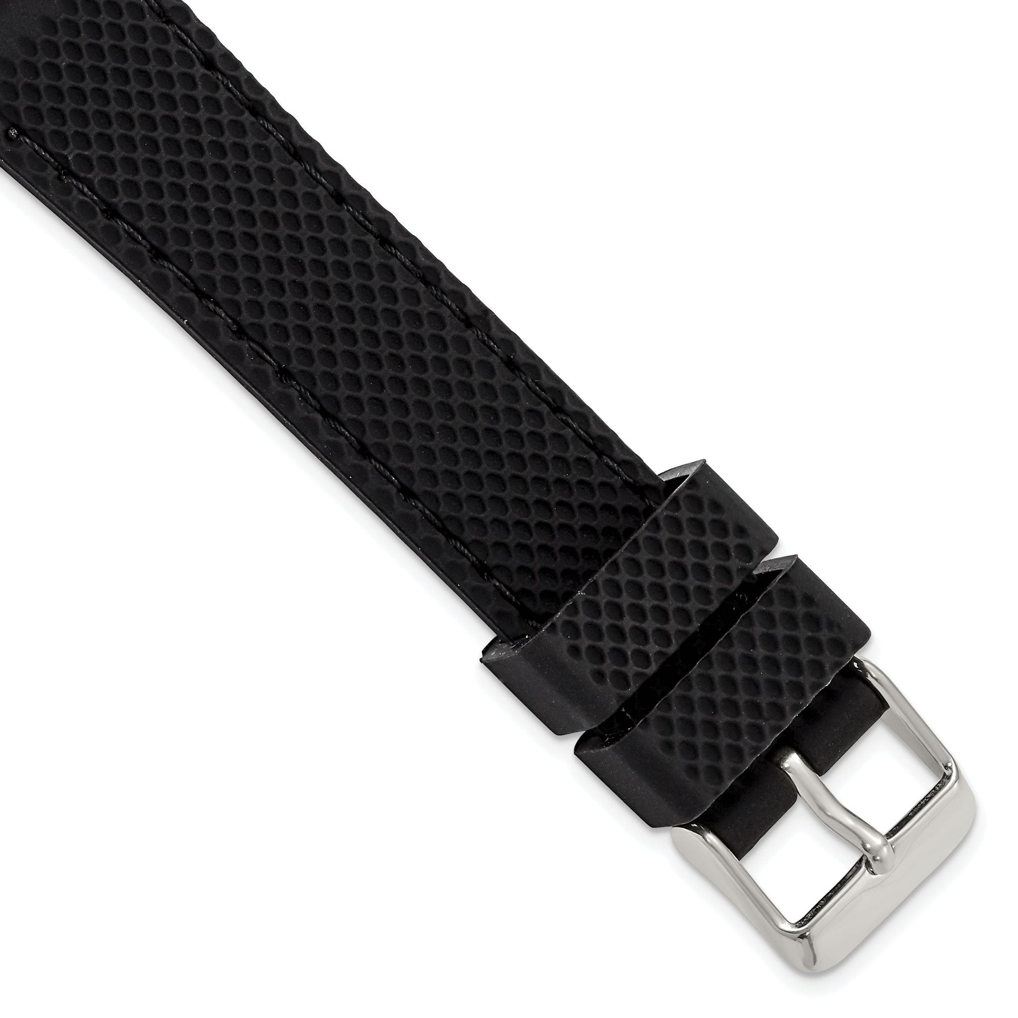 Textured Silicone Watch Band in Black, 22mm Main image