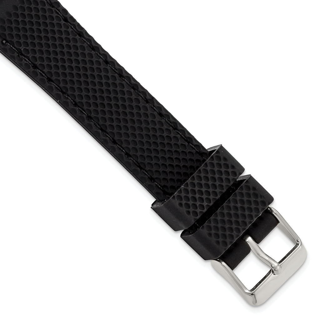 Textured Silicone Watch Band in Black, 22mm