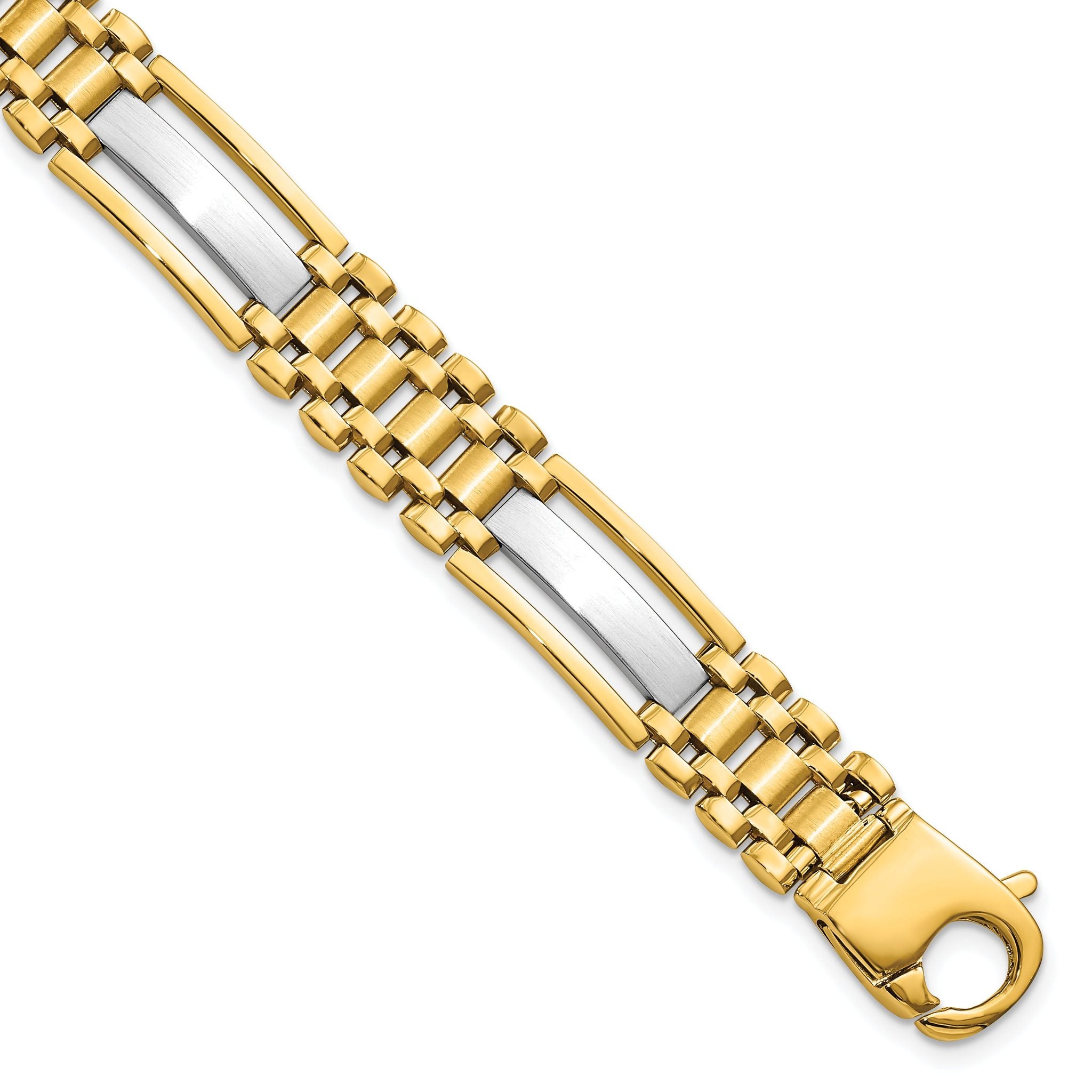 14k Mens Two-tone Polished and Satin 8.75in Mens Link Bracelet Main image