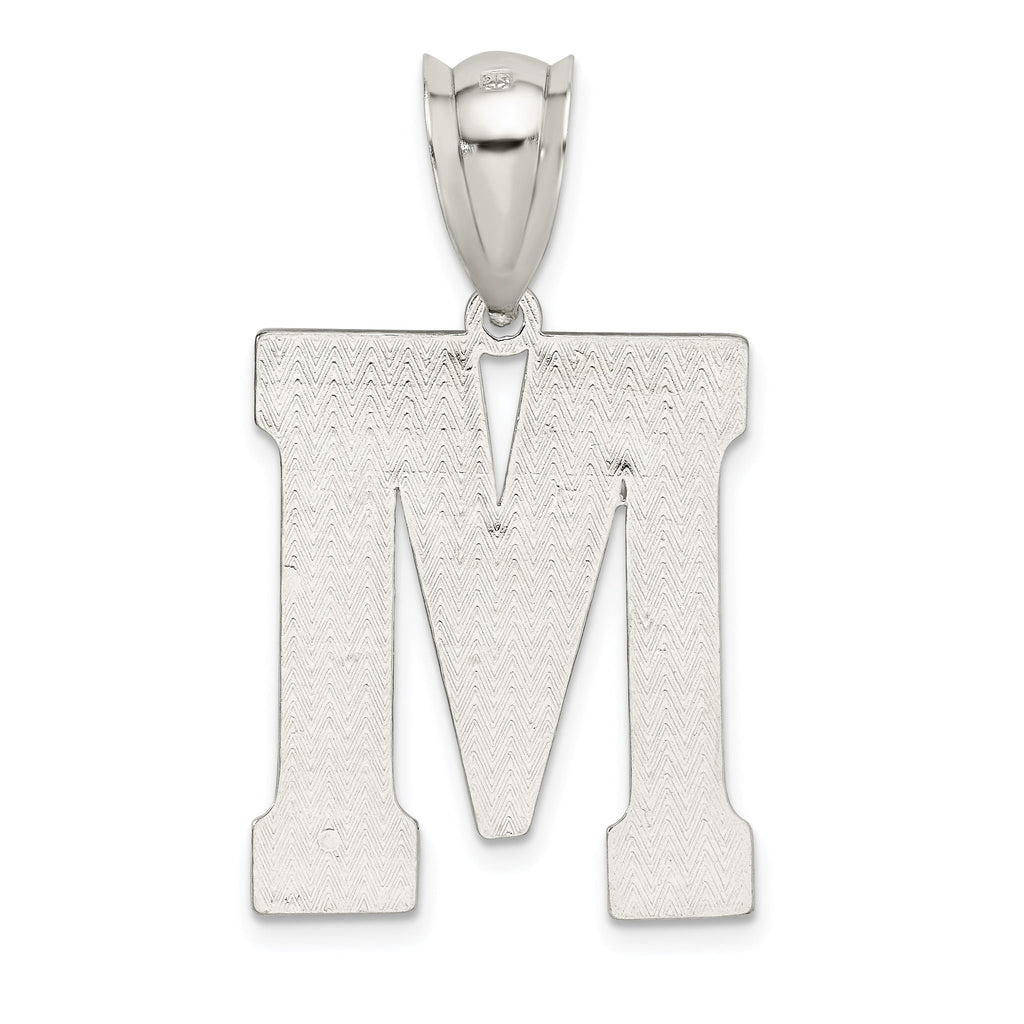 Sterling Silver 925 Letter M Pendant with Rhodium-Plated Solid Design