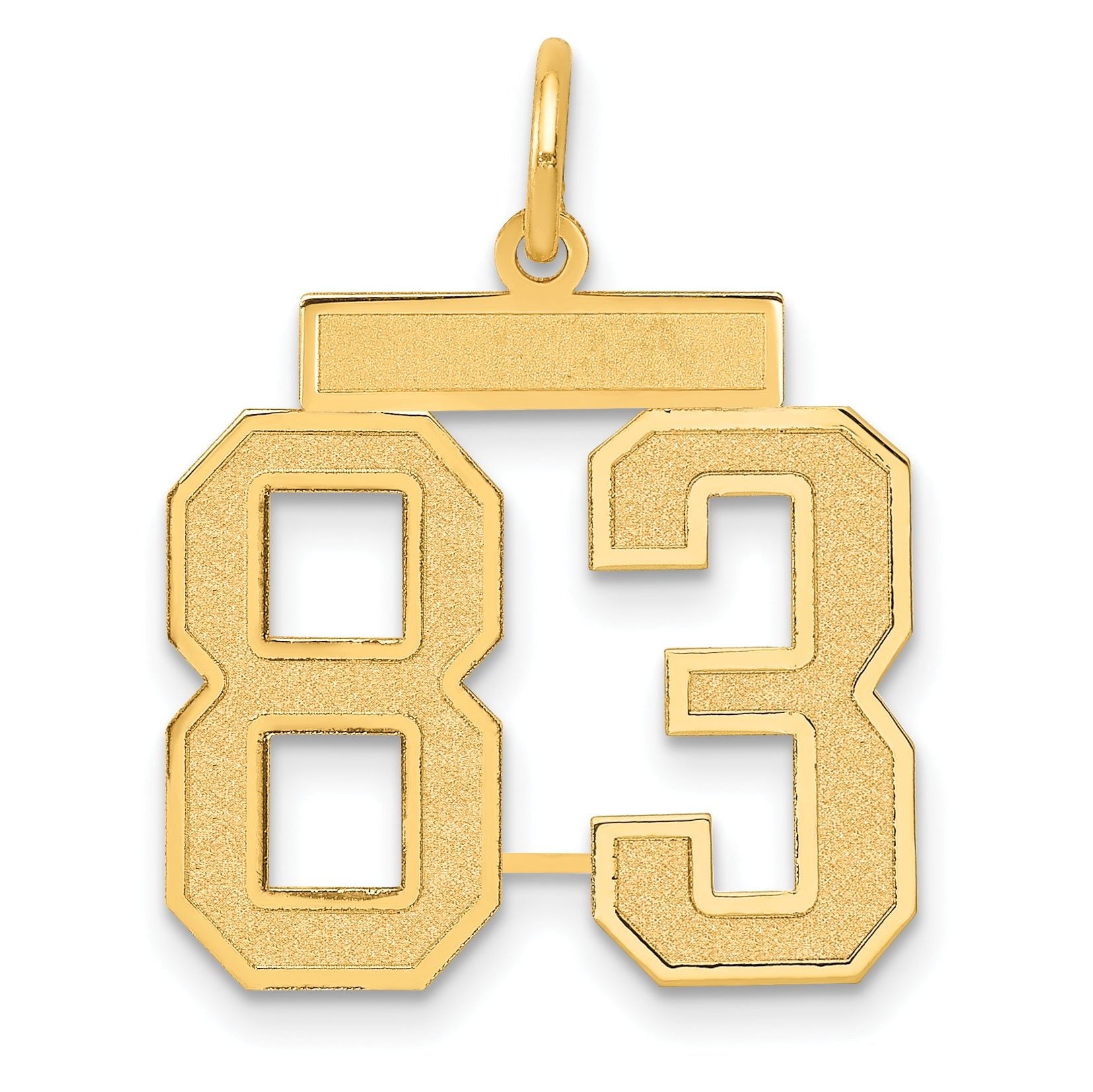 14K Gold Satin Finish Number 83 Charm with Brushed Texture Main image