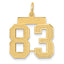 14K Gold Satin Finish Number 83 Charm with Brushed Texture