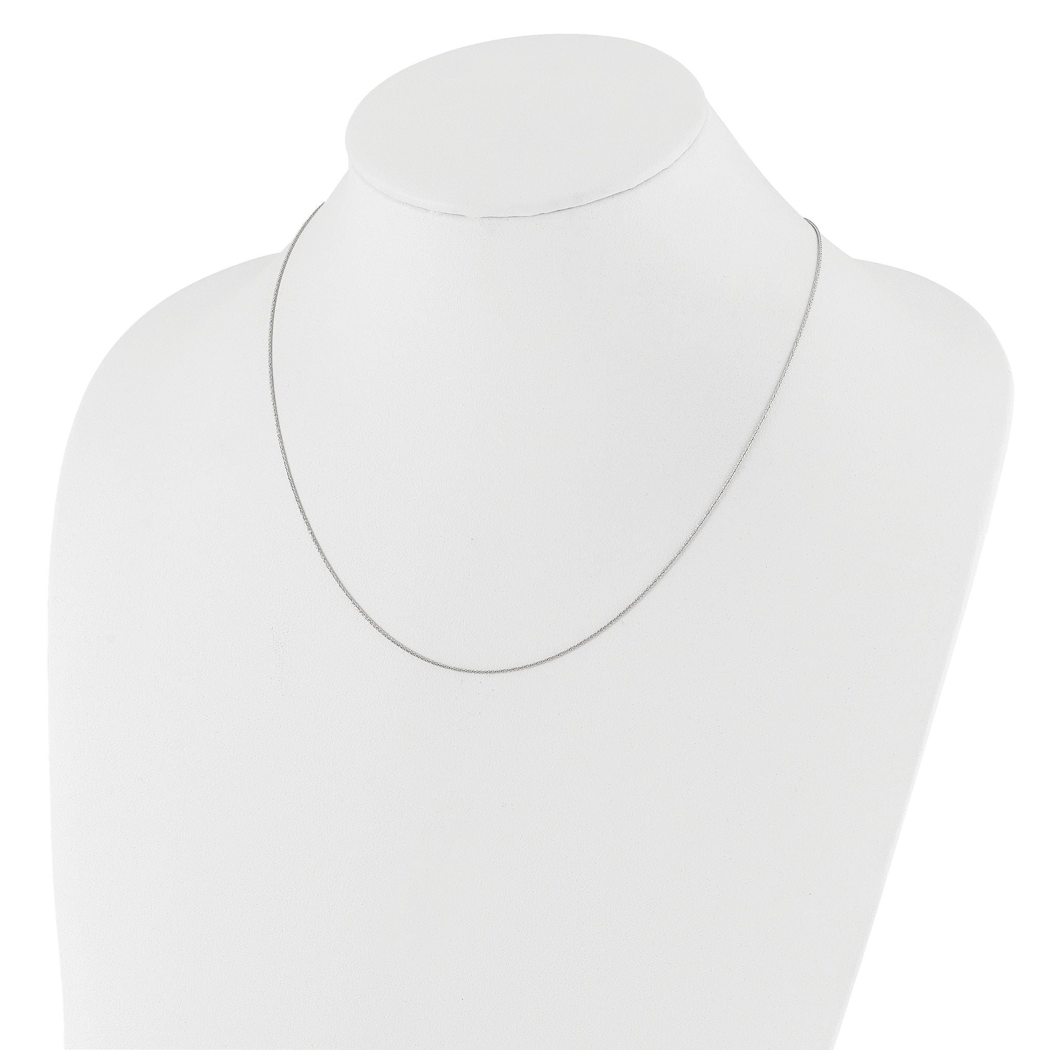 0.8mm 10K White Gold Wheat Chain